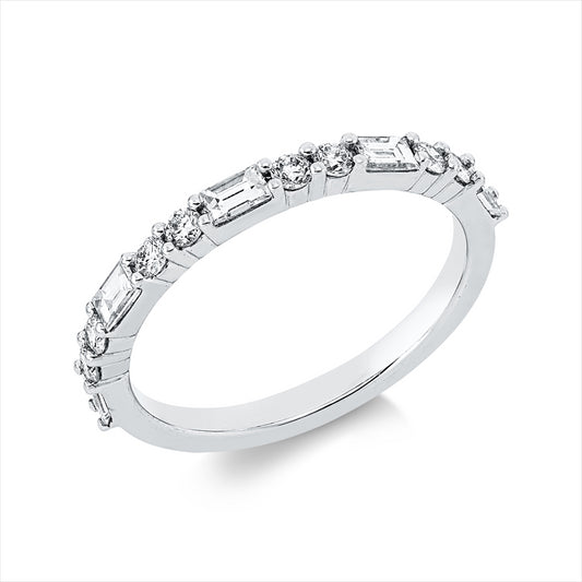 Ring 18 kt WG, 5 Bag. 0,34 ct, TW-vsi, 8 Brill. 0,21 ct, TW-si