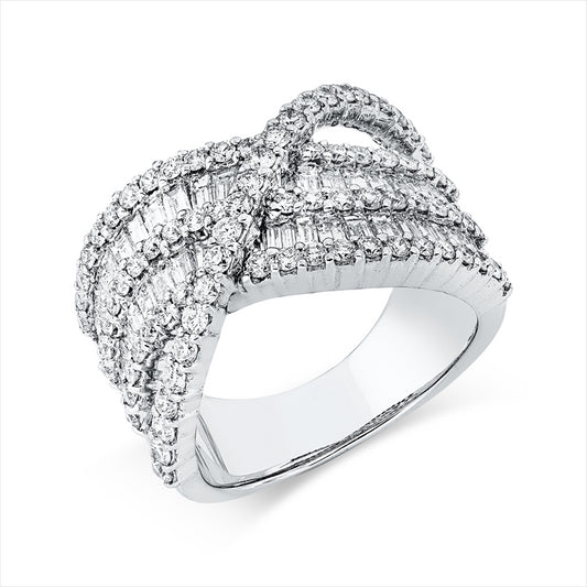 Ring 18 kt WG, 43 Bag. 1,49 ct, TW-vsi, 83 Brill. 1,24 ct, TW-vsi