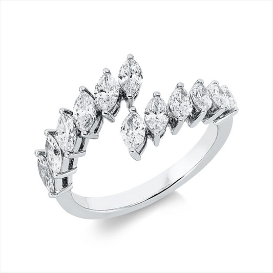 Ring 18 kt WG, 12 Nav. 1,38 ct, TW-vsi/si