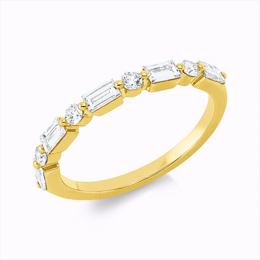 Ring 18 kt GG, 5 Bag. 0,44 ct, TW-vsi, 4 Brill. 0,14 ct, TW-si