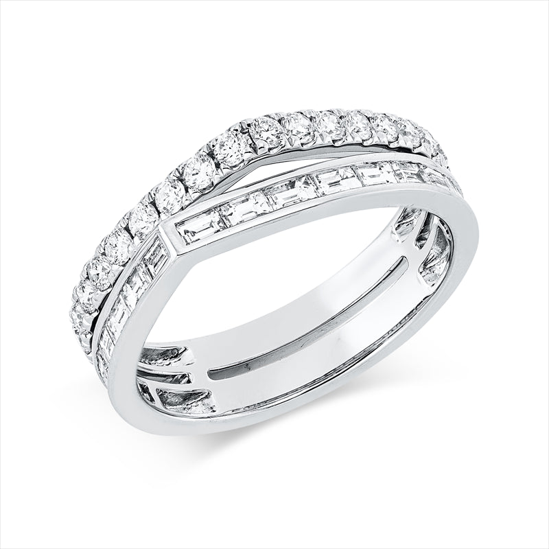 Ring 18 kt WG, 16 Bag. 0,56 ct, TW-si, 20 Brill. 0,44 ct, TW-si