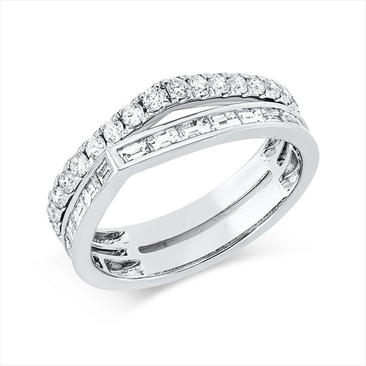 Ring 18 kt WG, 16 Bag. 0,56 ct, TW-si, 20 Brill. 0,44 ct, TW-si