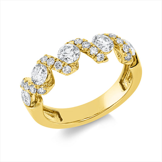 Ring 18 kt GG, 2 Brill. 0,30 ct, TW-si, 3 Brill. 0,69 ct, TW-si, 20 Brill. 0,28 ct, TW-si