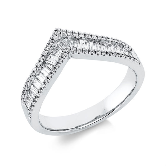 Ring 18 kt WG, 22 Trap. 0,51 ct, TW-vsi/si, 59 Brill. 0,13 ct, TW-si