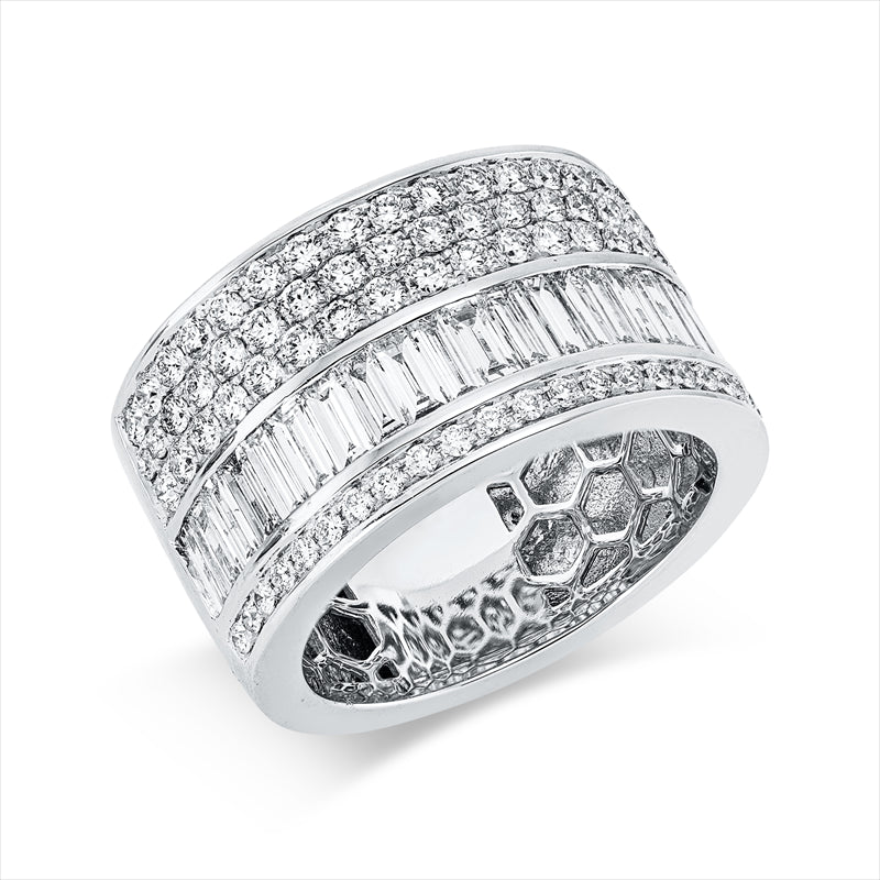 Ring 18 kt WG, 22 Bag. 1,31 ct, TW-vsi, 78 Brill. 1,07 ct, TW-vsi