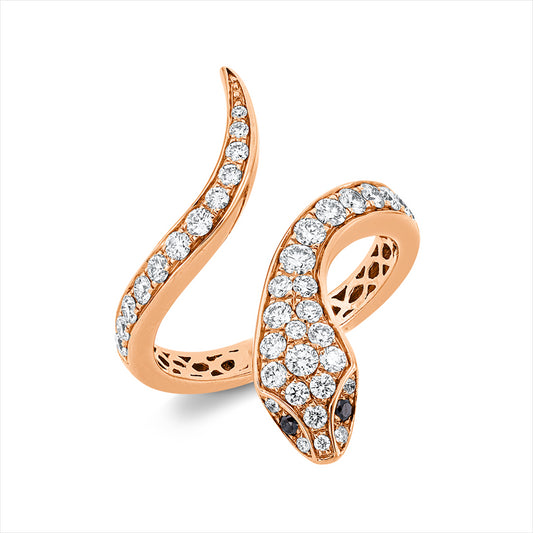 Ring 18 kt RG, 38 Brill. 0,75 ct, TW-vsi, 2 Brill. 0,02 ct, schwarz