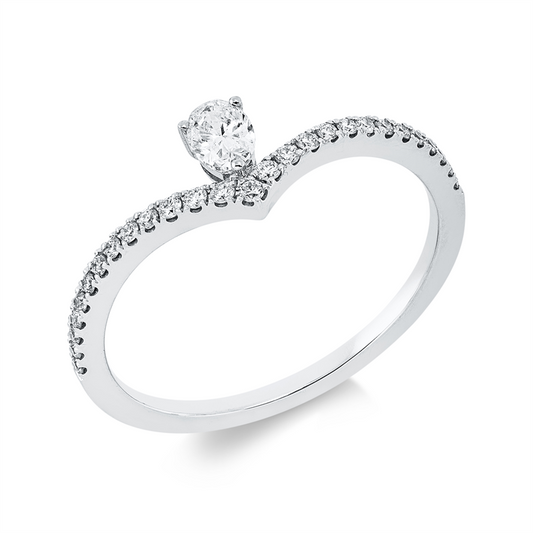 Ring 18 kt WG, 1 Oval 0,16 ct, TW-si, 27 Brill. 0,12 ct, TW-si