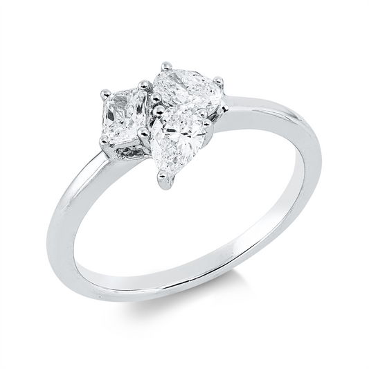 Ring 18 kt WG, 3 Fant-Schl. 0,71 ct, F-vsi/si