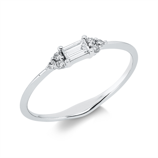 Ring 18 kt WG, 1 Bag. 0,11 ct, TW-si/pi, 6 Brill. 0,06 ct, TW-si/pi