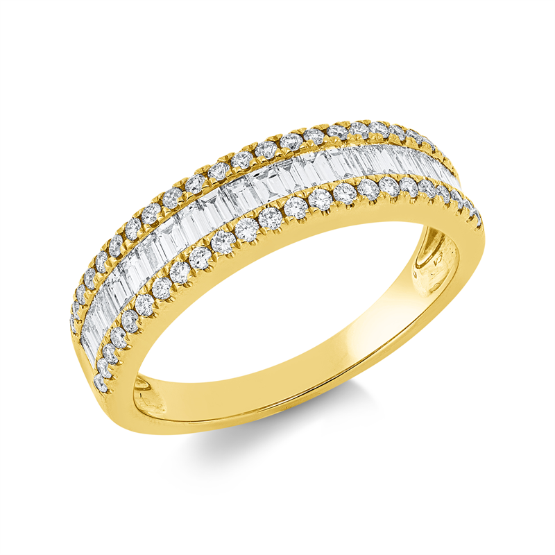 Ring 18 kt GG, 22 Bag. 0,55 ct, TW-si/pi, 46 Brill. 0,27 ct, TW-si/pi