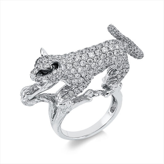 Ring 18 kt WG, Fassung teils schwarz rhodinie, 274 Brill. 3,31 ct, F-vsi/si