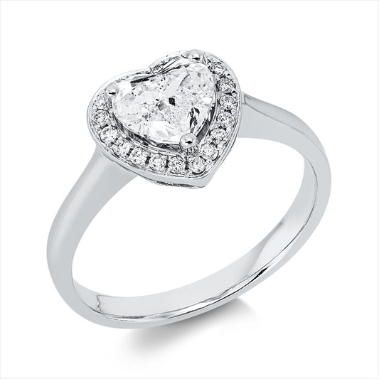 Ring 18 kt WG, GIA 1247740768, 1 Herzschl. 0,81 ct, F-si1, 11 Brill. 0,11 ct, F-vsi/si