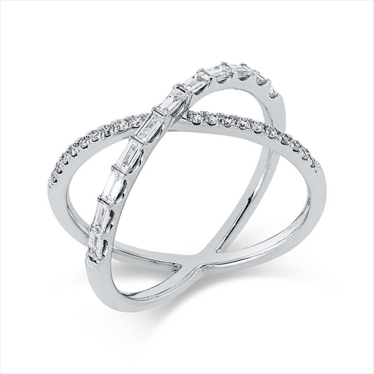 Ring 18 kt WG, 11 Bag. 0,36 ct, TW-si, 20 Brill. 0,12 ct, TW-si