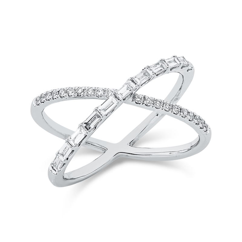 Ring 18 kt WG, 11 Bag. 0,36 ct, TW-si, 20 Brill. 0,12 ct, TW-si