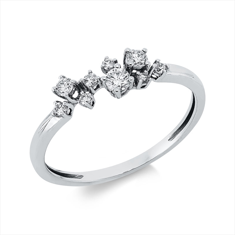 Ring 14 kt WG, 9 Brill. 0,22 ct, W-pi