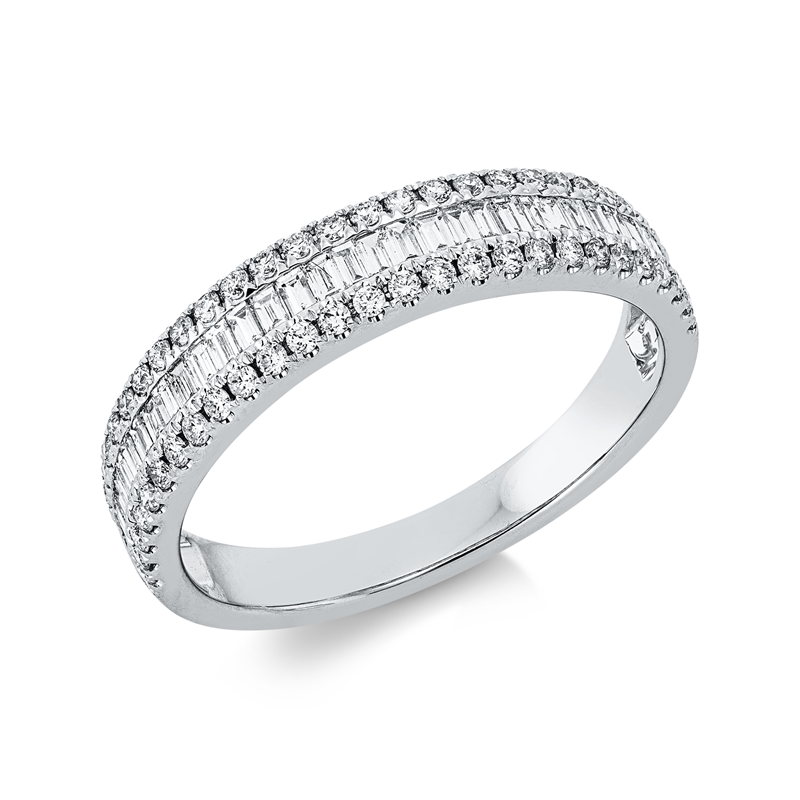 Ring 18 kt WG, 35 Bag. 0,28 ct, TW-si, 54 Brill. 0,24 ct, TW-si