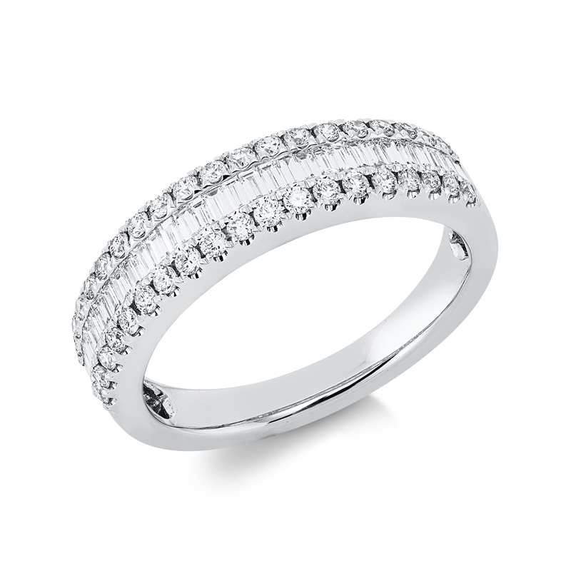 Ring 18 kt WG, 30 Bag. 0,37 ct, TW-si, 38 Brill. 0,34 ct, TW-si