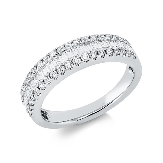 Ring 18 kt WG, 30 Bag. 0,37 ct, TW-si, 38 Brill. 0,34 ct, TW-si