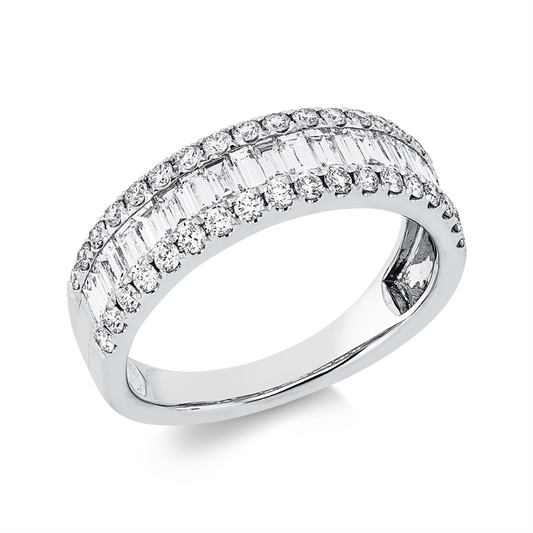 Ring 18 kt WG, 19 Bag. 0,72 ct, TW-si, 36 Brill. 0,40 ct, TW-si