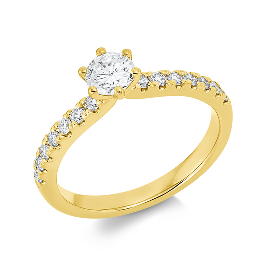 Ring 14 kt GG, 1 Brill. 0,25 ct, TW-si, 14 Brill. 0,25 ct, TW-si