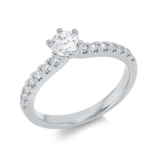 Ring 18 kt WG, 1 Brill. 0,25 ct, TW-si, 14 Brill. 0,26 ct, TW-si