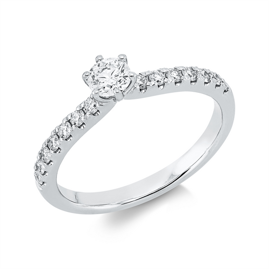 Ring 14 kt WG, 1 Brill. 0,25 ct, TW-si, 14 Brill. 0,25 ct, TW-si