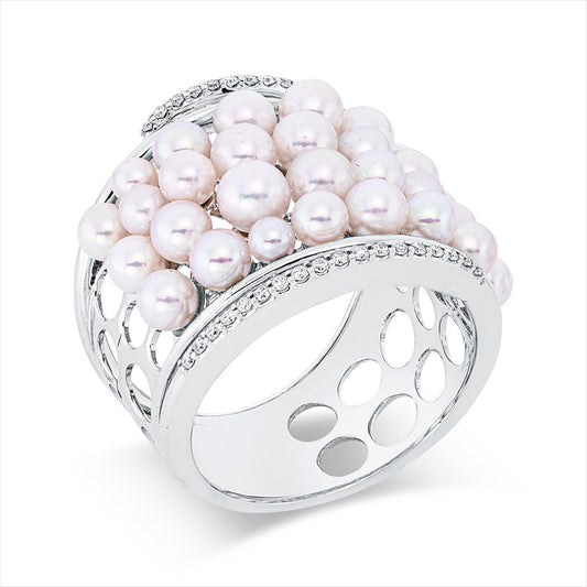 Ring 18 kt WG, 38 Brill. 0,16 ct, TW-si, 30 SW weiß