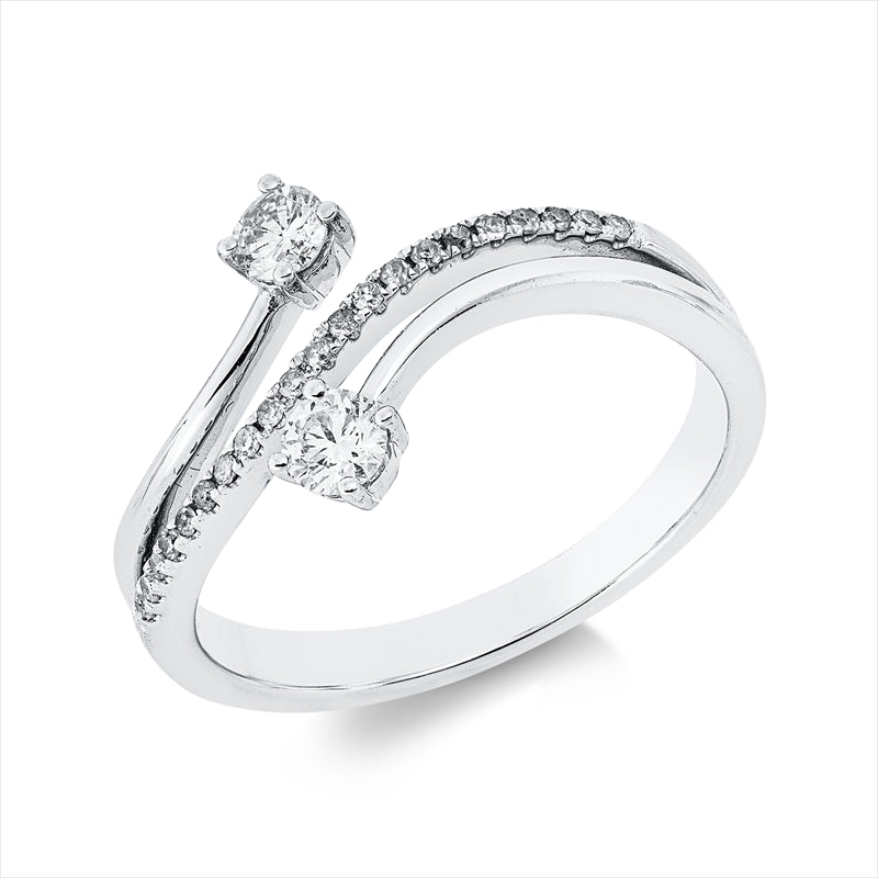 Ring 18 kt WG, 2 Brill. 0,22 ct, W-pi, 21 Dia. 0,08 ct, TW-pi