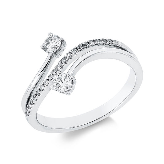 Ring 18 kt WG, 2 Brill. 0,22 ct, W-pi, 21 Dia. 0,08 ct, TW-pi
