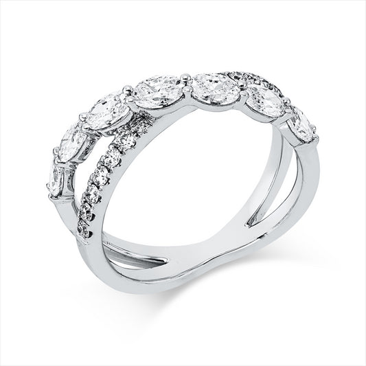 Ring 18 kt WG, 7 Oval 1,09 ct, TW-vsi, 14 Brill. 0,20 ct, TW-si