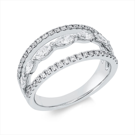 Ring 18 kt WG, 7 Nav. 0,53 ct, TW-si, 42 Brill. 0,36 ct, TW-si