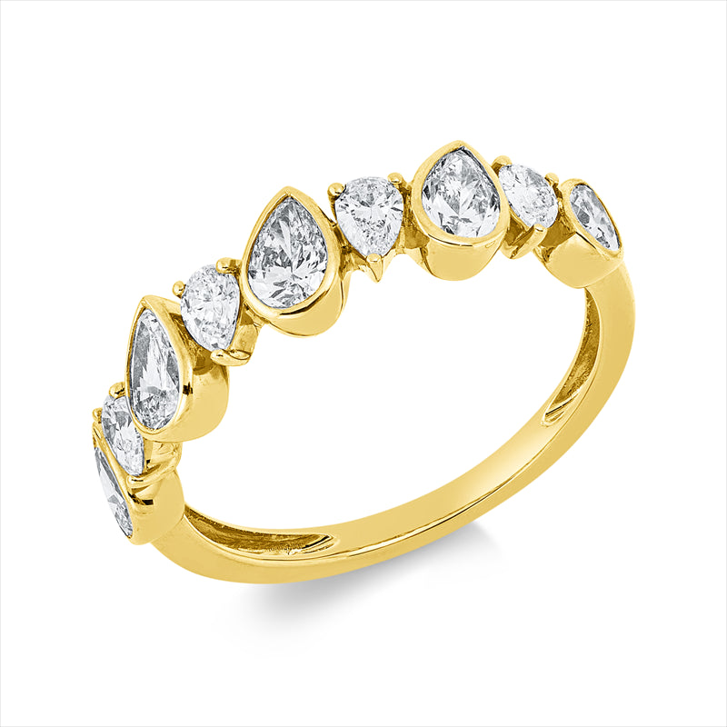 Ring 18 kt GG, 9 Tropfen 1,18 ct, TW-si