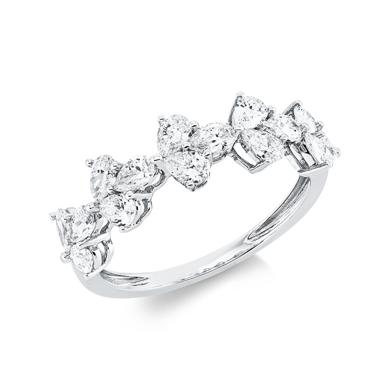 Ring 18 kt WG, 15 Tropfen 1,31 ct, TW-si