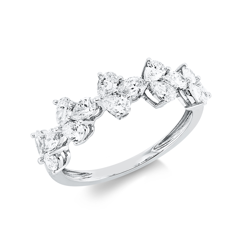 Ring 18 kt WG, 15 Tropfen 1,22 ct, TW-si