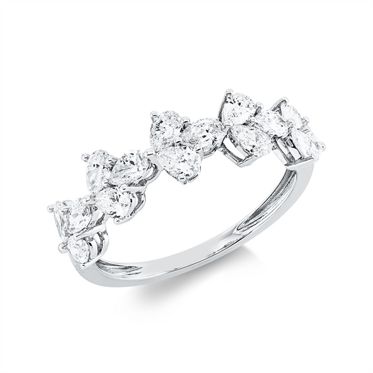 Ring 18 kt WG, 15 Tropfen 1,22 ct, TW-si