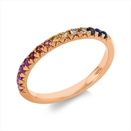 Ring 18 kt RG, 15 Saphire 0,31 ct multicolor
