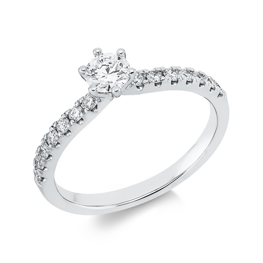 Ring 18 kt WG, GIA1523994830, 14 Brill. 0,26 ct, TW-si, 1 Brill. 0,30 ct, E-si