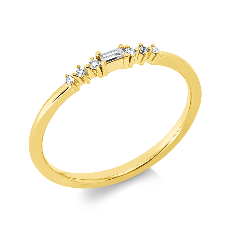 Ring 18 kt GG, 1 Bag. 0,03 ct, TW-si, 6 Brill. 0,04 ct, TW-si