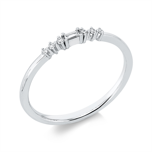 Ring 18 kt WG, 1 Bag. 0,02 ct, TW-si, 6 Brill. 0,05 ct, TW-si