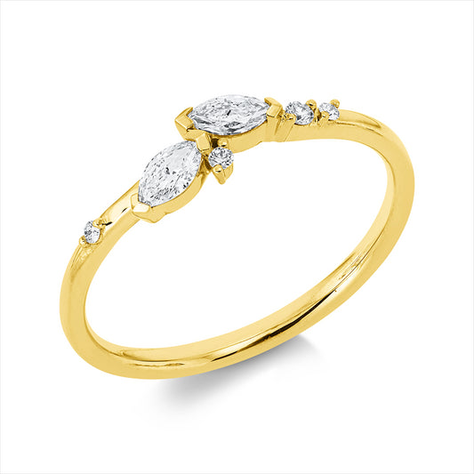 Ring 18 kt GG, 2 Nav. 0,19 ct, TW-si, 4 Brill. 0,03 ct, TW-si