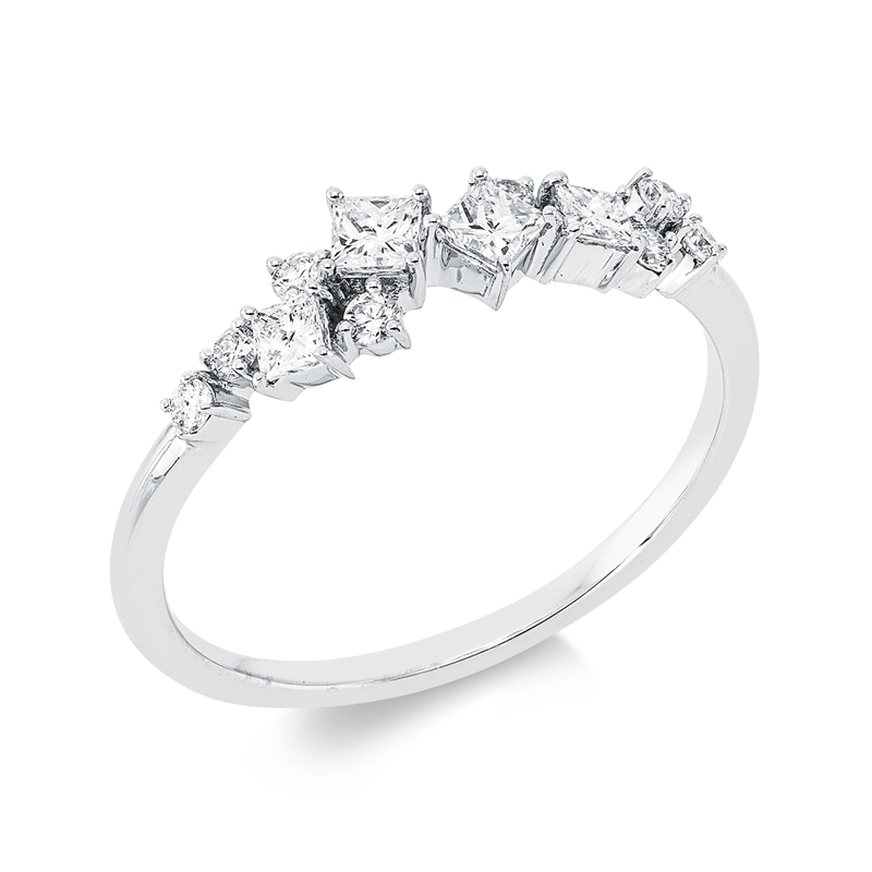 Ring 18 kt WG, 4 Princ. 0,26 ct, TW-si, 8 Brill. 0,12 ct, TW-pi