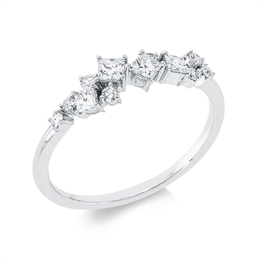 Ring 18 kt WG, 4 Princ. 0,26 ct, TW-si, 8 Brill. 0,12 ct, TW-pi