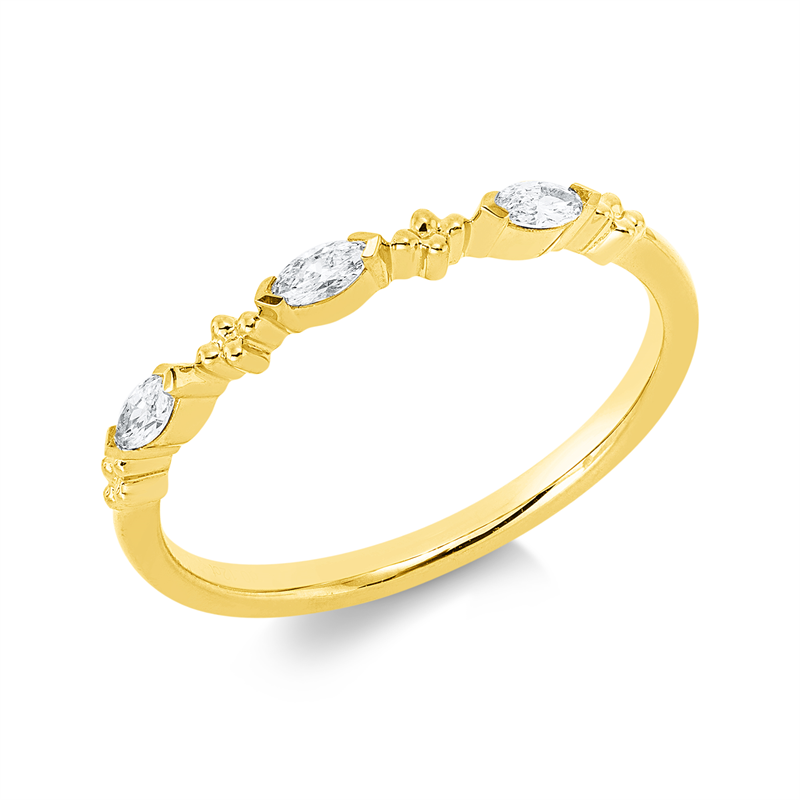 Ring 18 kt GG, 3 Nav. 0,12 ct, TW-si