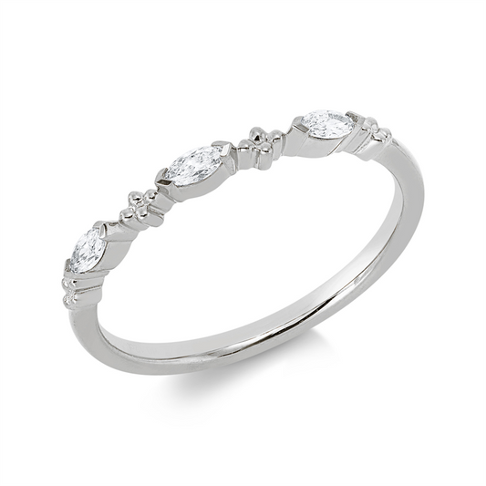 Ring 18 kt WG, 3 Nav. 0,12 ct, TW-si