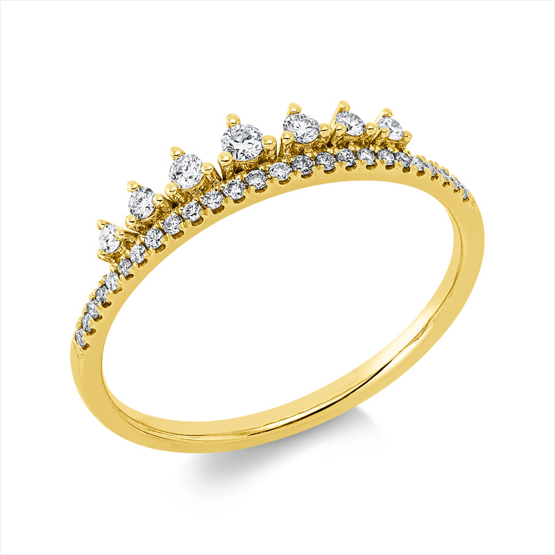 Ring 18 kt GG, 7 Brill. 0,10 ct, TW-pi, 25 Brill. 0,08 ct, TW-pi
