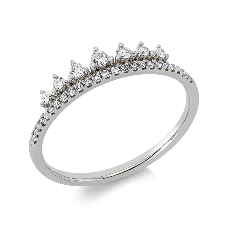 Ring 18 kt WG, 7 Brill. 0,10 ct, TW-pi, 25 Brill. 0,08 ct, TW-pi