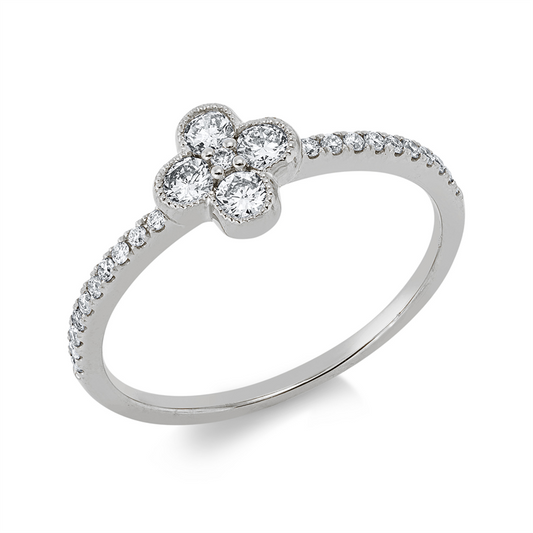 Ring 18 kt WG, 4 Brill. 0,23 ct, TW-pi, 21 Brill. 0,11 ct, TW-pi