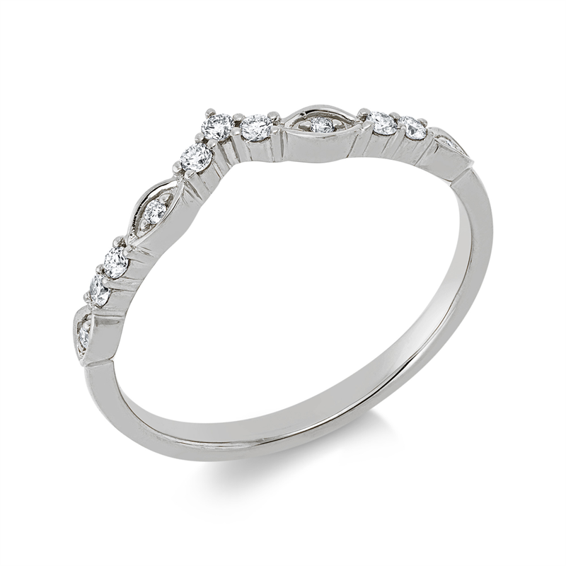 Ring 18 kt WG, 7 Brill. 0,09 ct, TW-pi, 4 Brill. 0,03 ct, TW-pi
