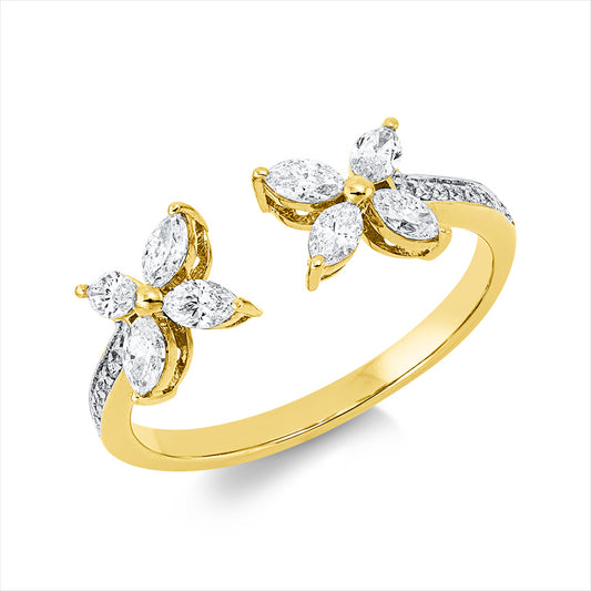 Ring 18 kt GG+WG, 8 Nav. 0,46 ct, TW-vsi, 16 Brill. 0,06 ct, TW-si