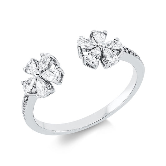 Ring 18 kt WG, 10 Tropfen 0,43 ct, TW-vsi, 12 Brill. 0,04 ct, TW-si